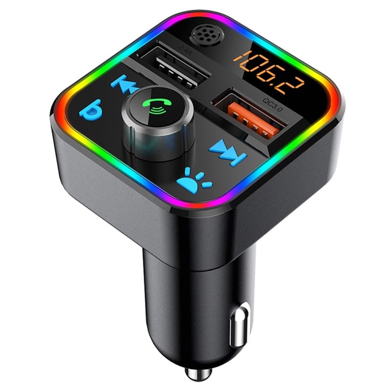 Transmisor Bluetooth/Cargador para BT22 con 2X USB Negro