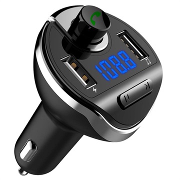 Transmisor FM Bluetooth & Cargador con Doble Puerto USB T20 para Coche - Negro
