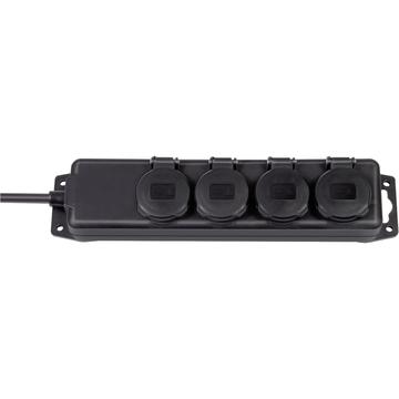 Alargador de exterior Brennenstuhl IP44 con tapas de cierre automático - 2m - Negro