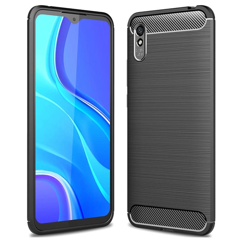 Carcasa de TPU Brushed para Xiaomi Redmi 9A - Fibra de Carbono