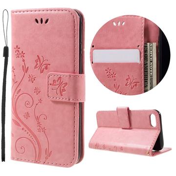 Funda Mariposa para iPhone 7/8/SE (2020)/SE (2022) - Estilo Cartera - Rosa