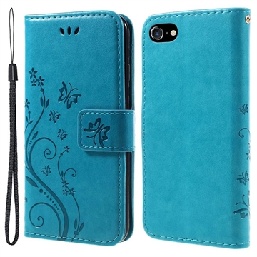 Funda Mariposa para iPhone 7/8/SE (2020)/SE (2022) - Estilo Cartera - Azul