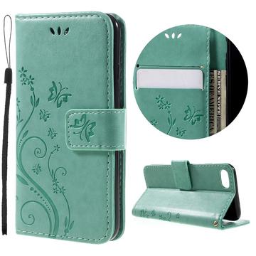 Funda Mariposa para iPhone 7/8/SE (2020)/SE (2022) - Estilo Cartera - Cian