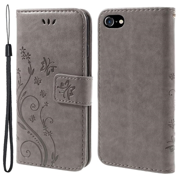 Funda Mariposa para iPhone 7/8/SE (2020)/SE (2022) - Estilo Cartera - Gris