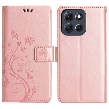 Funda Mariposa para Motorola Moto G56 - Estilo Cartera - Rosa Dorado