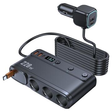 C35L Cargador de coche 3 en 1 con cable retráctil y pantalla de tensión - 228W