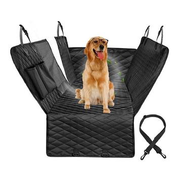 CWD007 Funda de lujo para el asiento del coche del perro con ventana de malla y bolsillos de almacenamiento - Negro