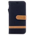 Funda estilo Cartera Canvas Diary para Samsung Galaxy J3 (2017) - Negra