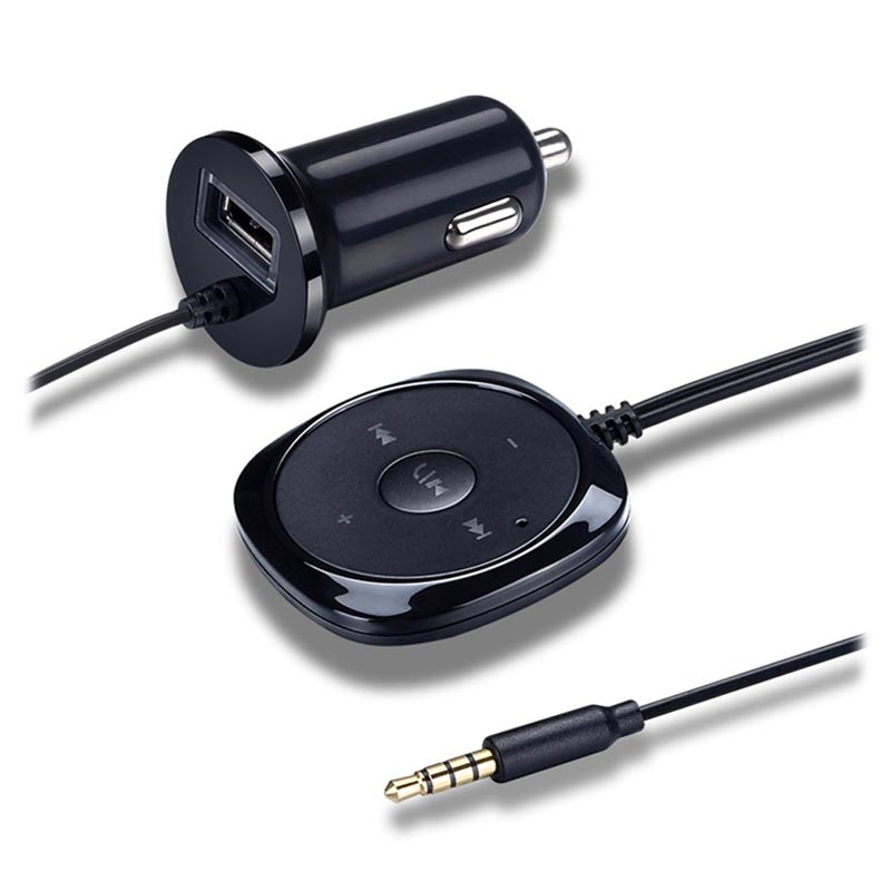 Cargador de Coche / Kit de Automóvil Bluetooth con Control Remoto con Cable  BC20 - AUX - Negro