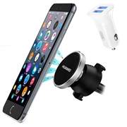 Kit esencial para el coche: cargador USB doble y soporte magnético para el teléfono