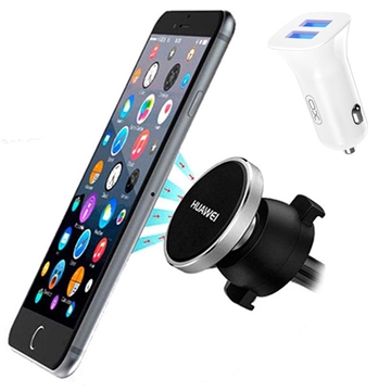 Kit esencial para el coche: cargador USB doble y soporte magnético para el teléfono