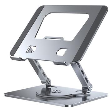 Soporte Plegable Giratorio de Acero al Carbono para Portátil YY-J29 - Plateado