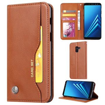 Funda estilo Cartera para Samsung Galaxy A8 (2018) - Serie Card Set - Marrón