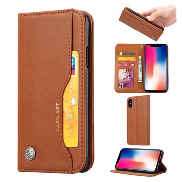 Funda estilo Cartera para iPhone XS Max - Serie Card Set - Marrón