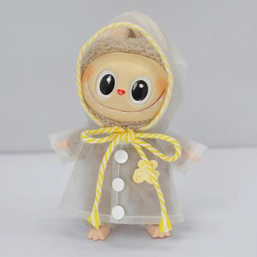 Chubasquero con Capucha Estampado Oso Dibujos Animados para Muñeca Labubu 17cm - Amarillo