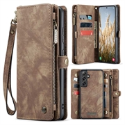 Funda tipo billetera multifuncional 2 en 1 Caseme 008 para Samsung Galaxy S24 FE - Marrón