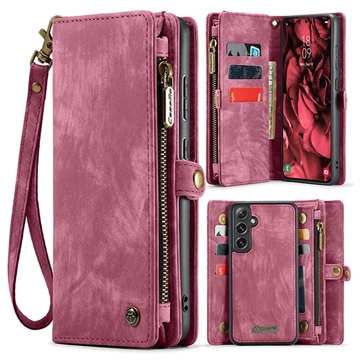 Funda tipo billetera multifuncional 2 en 1 Caseme 008 para Samsung Galaxy S24 FE - Rojo