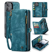 Funda tipo billetera multifuncional 2 en 1 Caseme 008 para iPhone 16 Plus - Azul