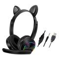 Cat Ears AKZ-020 Auriculares con cable para niños / Auriculares para juegos con micrófono - Negro