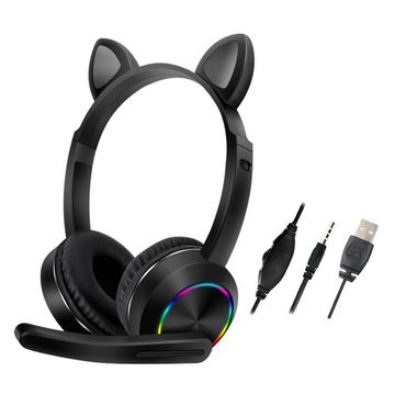 Cat Ears AKZ-020 Auriculares con cable para niños / Auriculares para juegos con micrófono - Negro