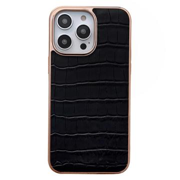Carcasa Recubierta de Cuero para iPhone 14 Pro Max - Serie Cocodrilo