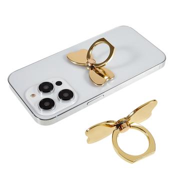 Soporte de anillo para teléfono celular Rotación de mariposa Soporte de dedo Soporte de anillo de metal Compatible con teléfono inteligente - Oro