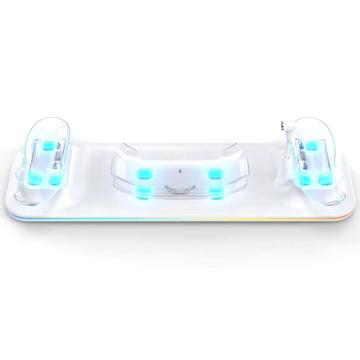 Estación de carga para auriculares de realidad virtual Meta Quest 3 y base de carga para mando doble - Carga rápida, colocación segura - Blanco