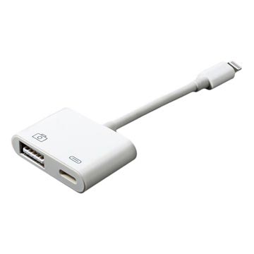 Adaptador de conector Lightning a USB 3.0 para cámaras compatible - Blanco