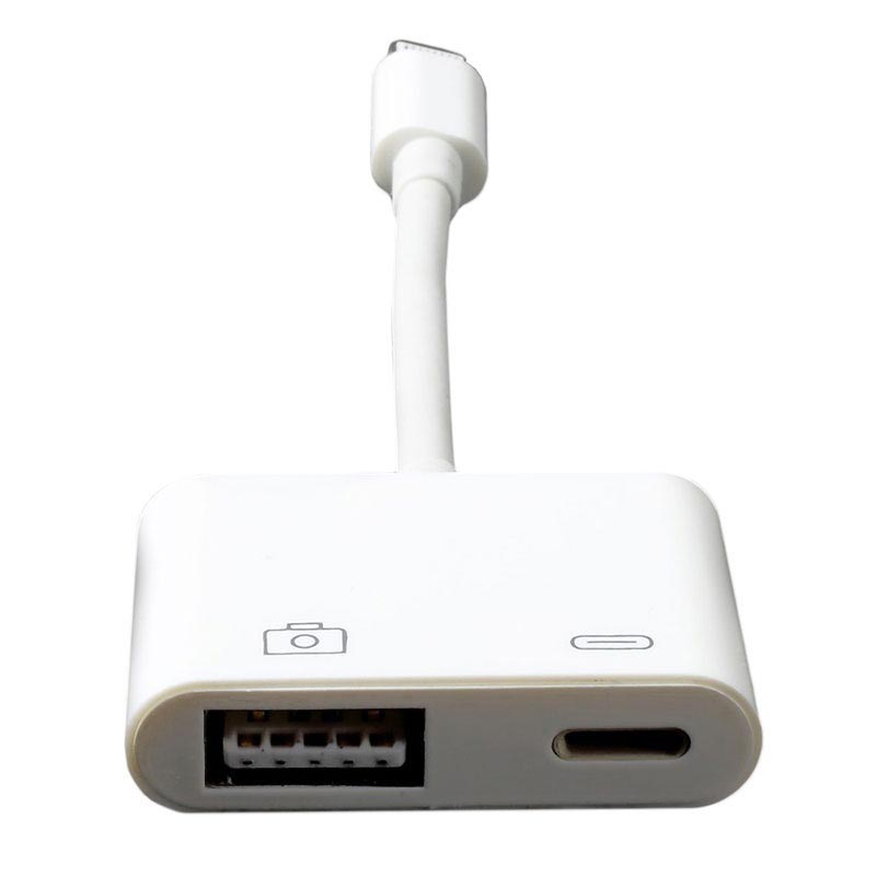 Adaptador de conector Lightning a USB 3.0 para cámaras compatible - Blanco