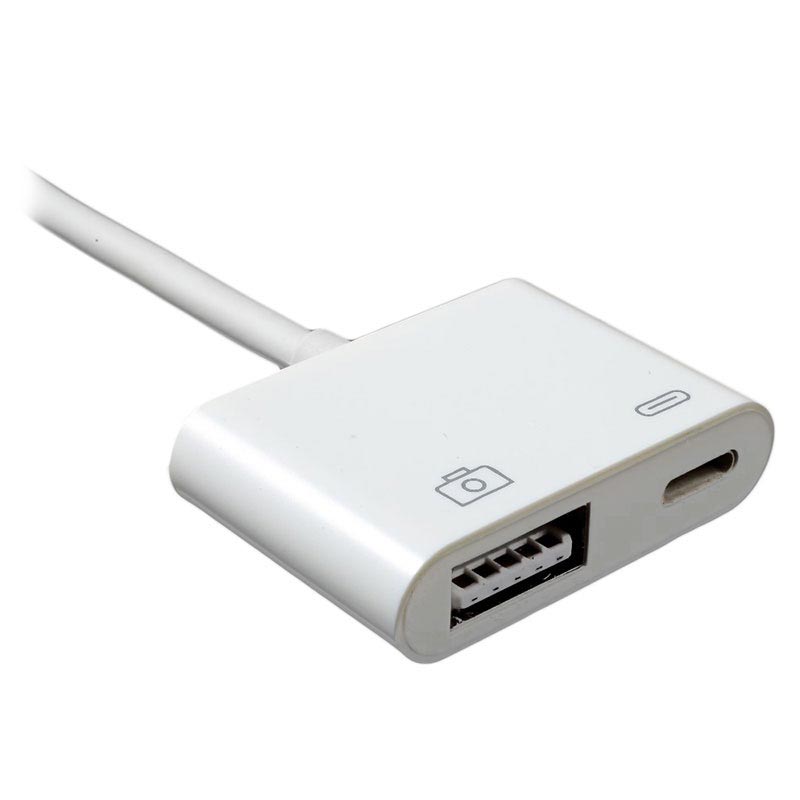 Adaptador de conector Lightning a USB 3.0 para cámaras compatible Blanco