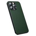 Carcasa Híbrida Recubierta de Cuero para iPhone 14 Pro - Verde