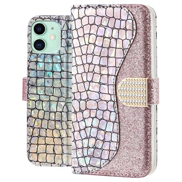 Funda Croco Bling para iPhone 11 - Estilo Cartera - Plateado