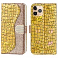 Funda Croco Bling para Samsung Galaxy A50 - Estilo Cartera - Dorado