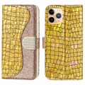 Funda Croco Bling para Samsung Galaxy A50 - Estilo Cartera - Dorado