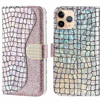 Funda Croco Bling para Samsung Galaxy A50 - Estilo Cartera - Dorado