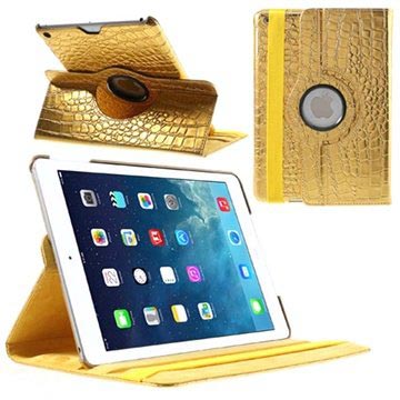 Smart Case Funda de Cuero Giratoria para iPad Air - Cocodrilo - Dorado