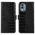 Funda Crocodile con RFID para Nokia X30 - Estilo Cartera - Negro