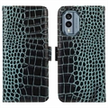 Funda Crocodile con RFID para Nokia X30 - Estilo Cartera - Verde