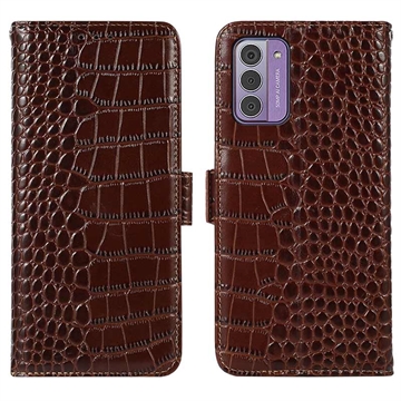 Funda Crocodile con RFID para Nokia G42 - Estilo Cartera - Marrón