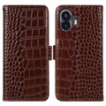 Funda Crocodile con RFID para Nothing Phone (2) - Estilo Cartera - Marrón
