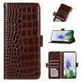 Funda Crocodile con RFID para OnePlus 11 - Estilo Cartera - Marrón