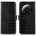 Funda Crocodile con RFID para Xiaomi 13 Ultra - Estilo Cartera - Negro