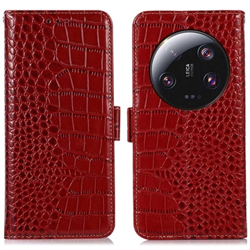 Funda Crocodile con RFID para Xiaomi 13 Ultra - Estilo Cartera - Rojo