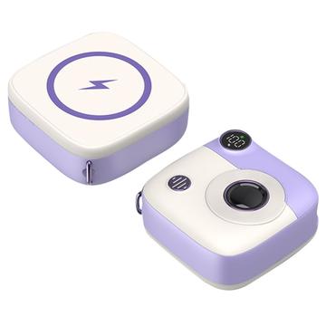 Cute Mini PD 10000mAh Wireless Power Bank E49 - 20W - Morado
