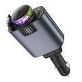 Cargador de coche D1 5 en 1 de 45W con proyector de luz de estrellas, difusor de aromaterapia y cables retráctiles USB-C / Lightning.