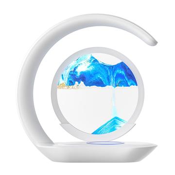 D25 Luz nocturna 3D con pintura de arena en movimiento y cargador inalámbrico - Blanco / Azul