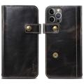 Funda de Cuero Denior Vintage para iPhone 14 Pro - Estilo Cartera - Negro