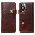 Funda de Cuero Denior Vintage para iPhone 14 Pro - Estilo Cartera - Marrón