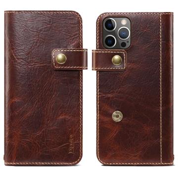 Funda de Cuero Denior Vintage para iPhone 14 Pro - Estilo Cartera - Marrón