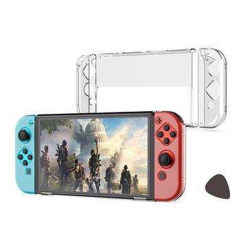 DOBE TNS-1133B Funda protectora 3-en-1 desmontable para PC transparente a prueba de caídas para Nintendo Switch OLED Asas izquierda/derecha Anfitrión